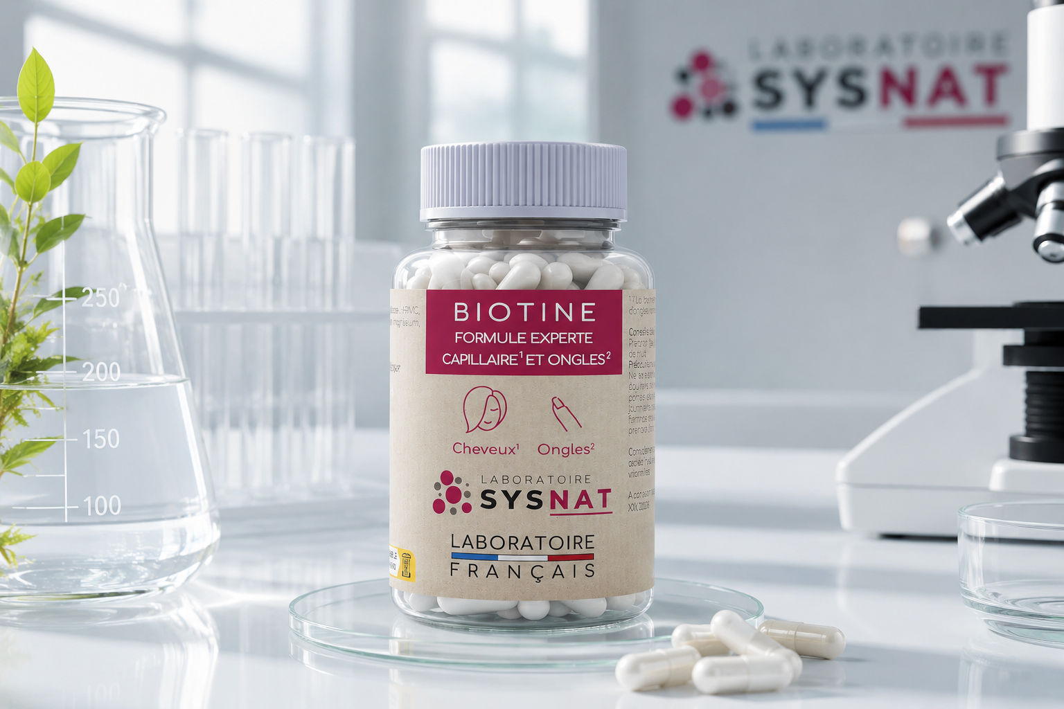Biotine SYSNAT 1000 microgrammes pour les cheveux et les ongles