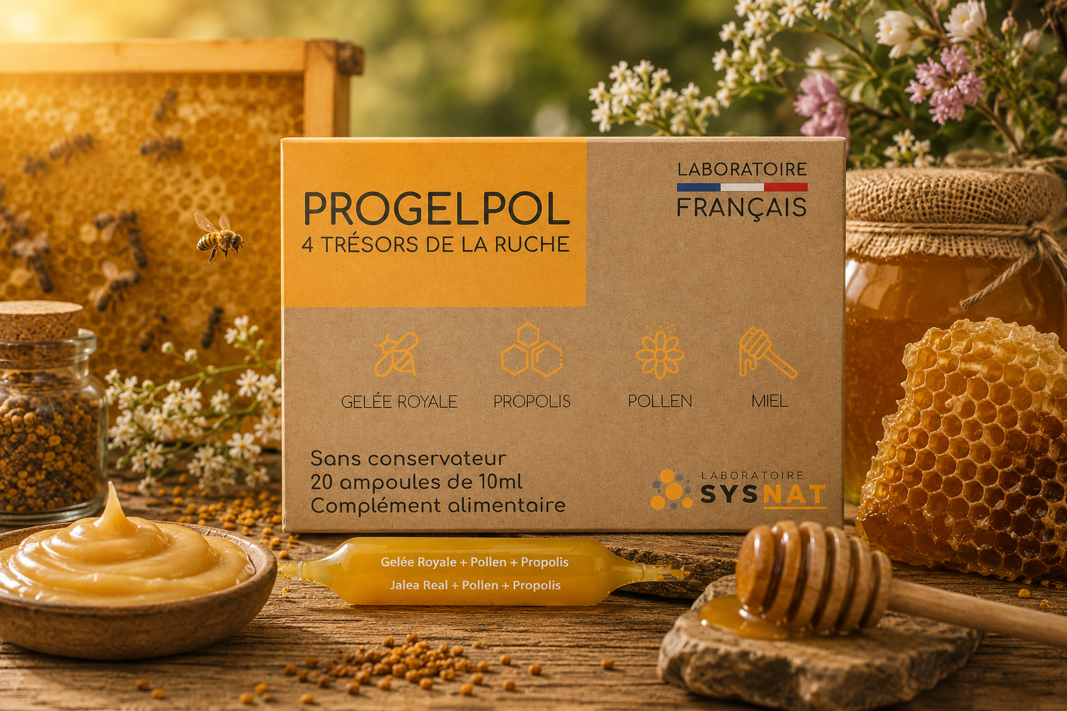 PROGELPOL SYSNAT avec miel, gelée royale, pollen et propolis